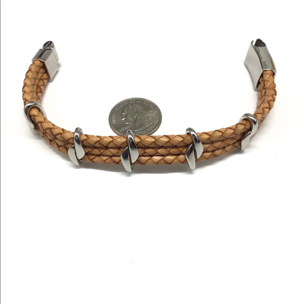 Men’s Leather & Steel Bracelet - Picture 6 of 7